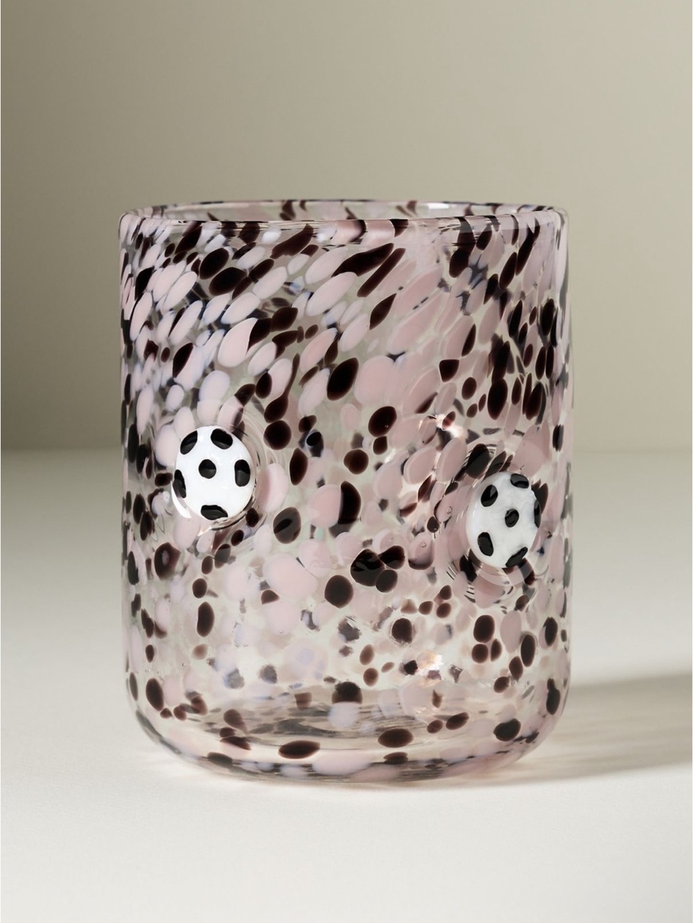 Anthropologie Blush Pink and Black Soccer Ball Icon Juice Glass NWT
